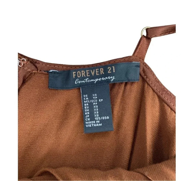 Forever 21 Contemporary Satin Midi Dress | Brown | Size XS - Picture 7 of 9